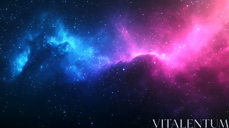 Cosmic clouds glow in gentle blues and pinks across space