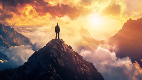 Sunlit mountain summit invites a quiet moment of courage