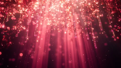 Vertical light shafts illuminate suspended crystal rods