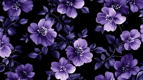 Purple Blossoms Dance Against Midnight Black