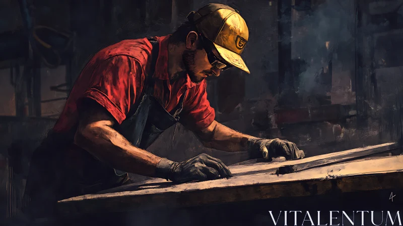 Focused craftsman shaping wood with care and quiet pride.