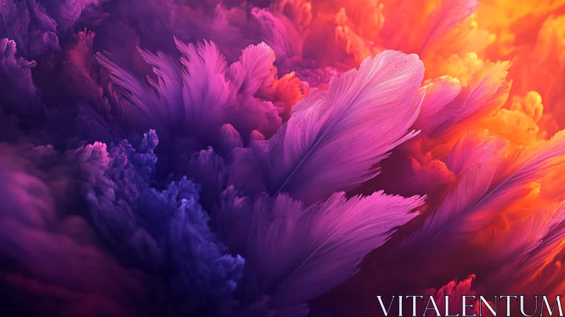 Digital painting of iridescent feather clouds in chromatic bloom.