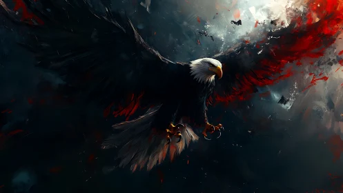 Majestic Bald Eagle in Dramatic Digital Art with Vivid Colors.