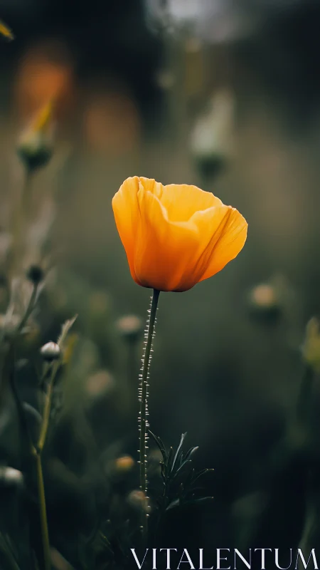Golden California Poppy with Focused Bokeh Depth