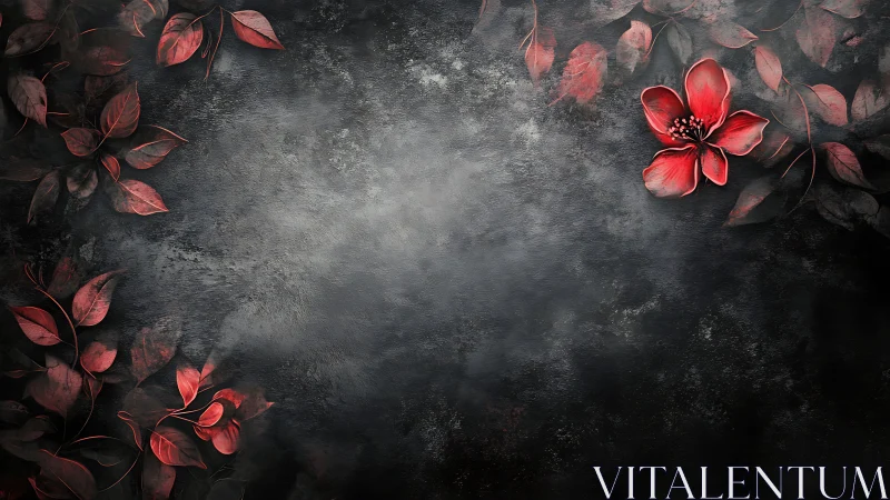 Red Flowers on Dark Textured Background
