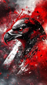 Razor-eyed war raptor shatters into crimson storm