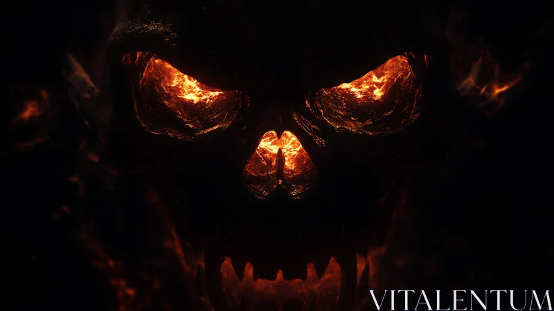 Molten skull silhouette glows from within dark void