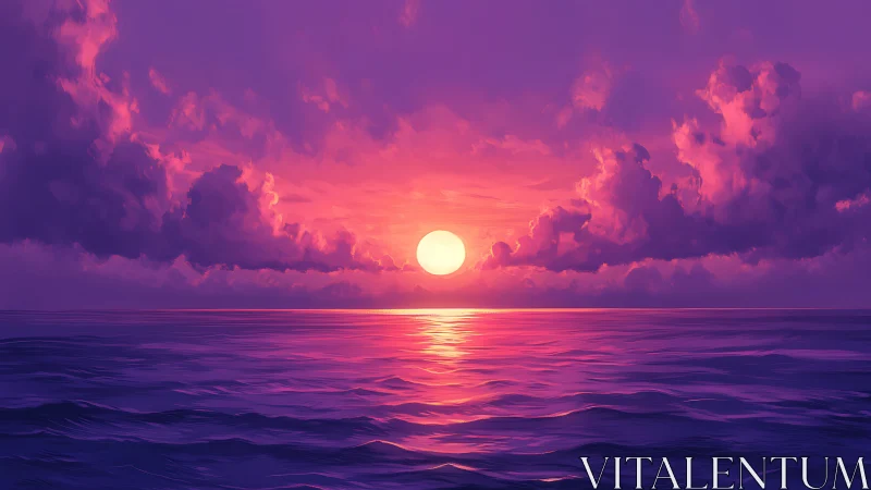 Violet horizon serenade where neon clouds crown the sun.