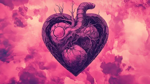Anatomical Heart Morphology in Chromatic Cloud Field.