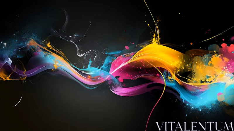 Dynamic color fluid dynamics rendered as luminous digital ribbons