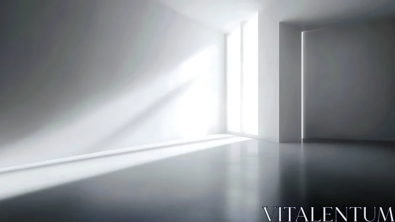 Sunlit minimalist room with stark geometric shadows.