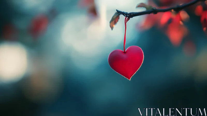 A Velvet Heart Hanging from Gentle Winter Branches.
