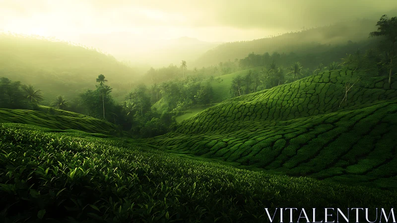 Sunlit emerald hills inviting you into peaceful green calm.