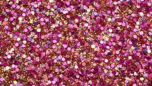 Pink gold glitter confetti surface with sparkling bokeh texture.