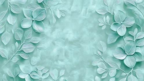 Leafy mint relief border with delicate floral engraving.