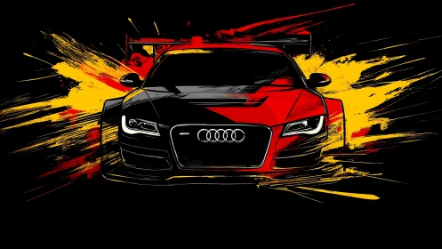 Turbocharged Audi blaze streaking through painted midnight.