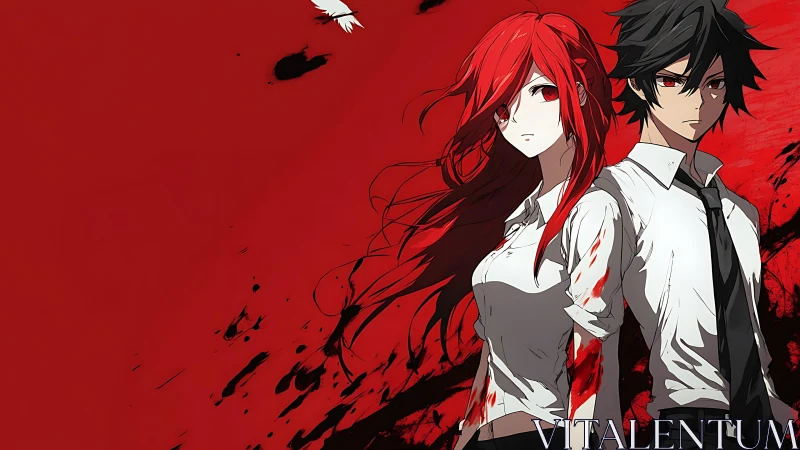 Crimson duo stand defiant in a storm of ink and secrets.