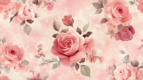 Garden's Gentle Whisper: Pink Roses in Bloom.