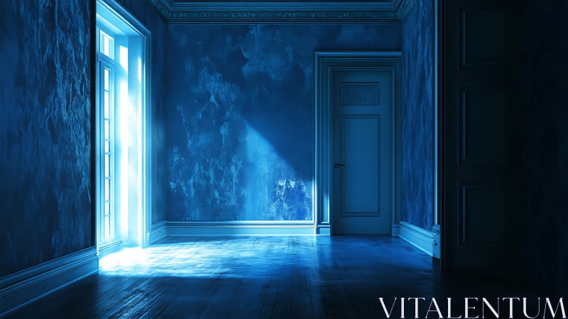 Luminescent corridor with high-contrast volumetric daylight.