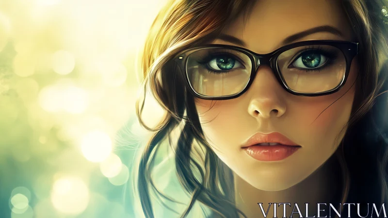 Hyper-detailed digital portrait of woman with glasses, shallow depth