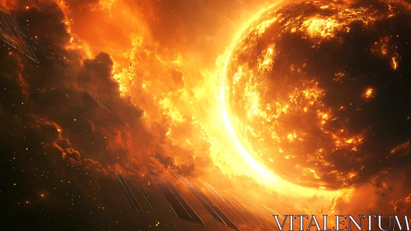 Stellar megastructure harvesting coronal plasma flux fields.