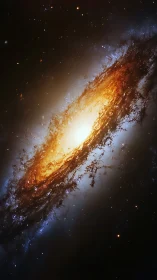 Edge-on spiral galaxy reveals incandescent core and dust lanes