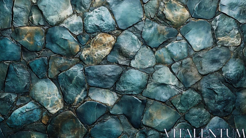 Natural Blue Stone Wall Texture with Irregular Pattern Design.