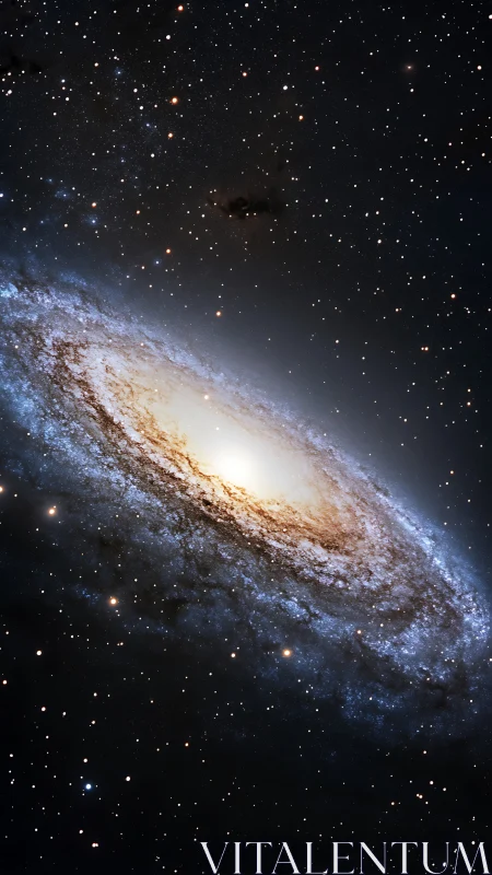 Spiraling galaxy glows softly amid countless distant stars