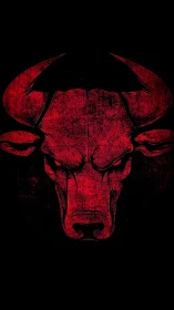 Red bull head graphic on black background, distressed style.