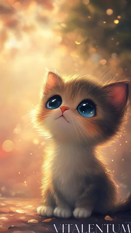 Adorable Fluffy Kitten With Sparkling Blue Eyes