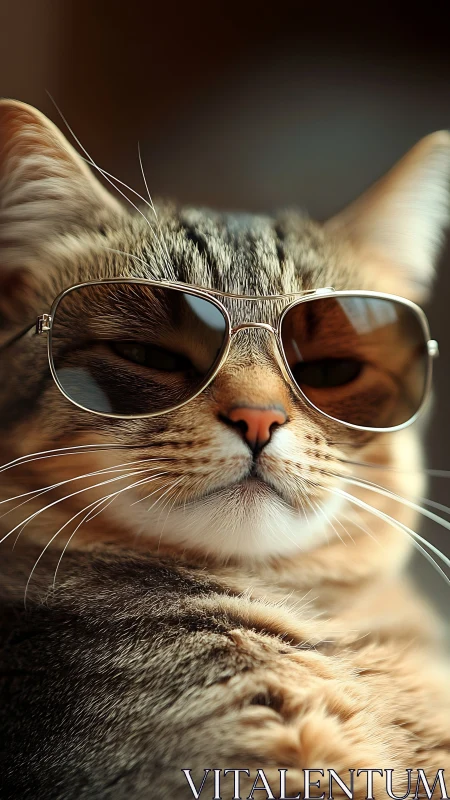 Feline Fashion Portrait with Oversized Aviator Sunglasses.