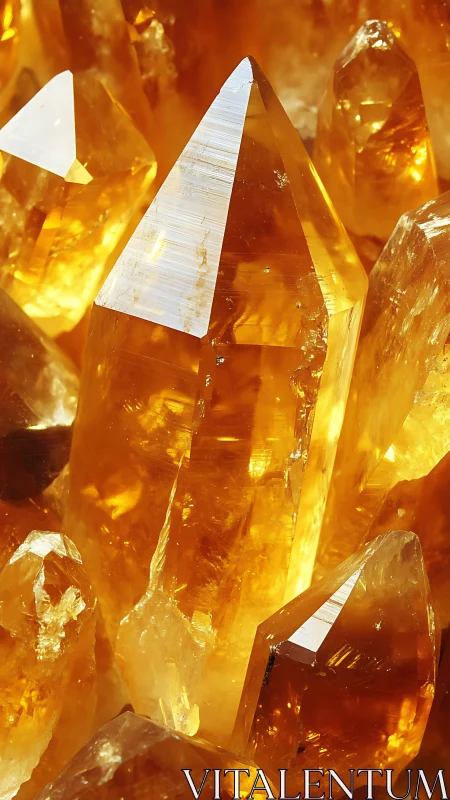 Cluster of orange-yellow quartz crystals fills the frame
