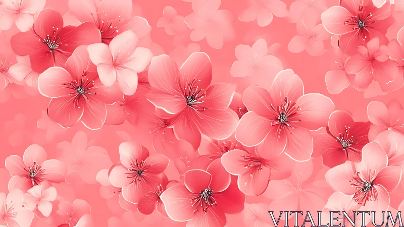 Soft pink floral composition with layered blooms in artistic gradient
