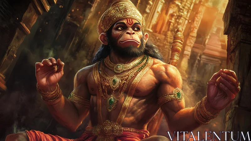 Digital rendering depicts muscular monkey-headed deity figure