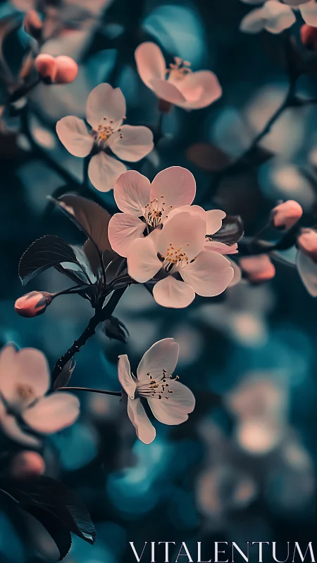 Delicate Blossoms Dance in Twilight Magic.