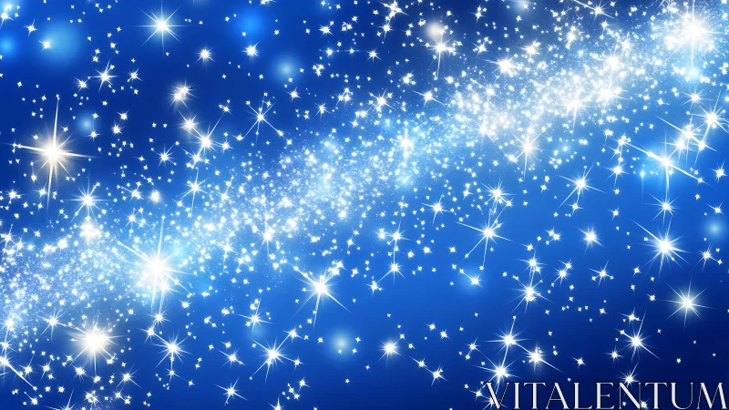 Starlit blue sky sparkling with a dreamy cosmic shimmer.