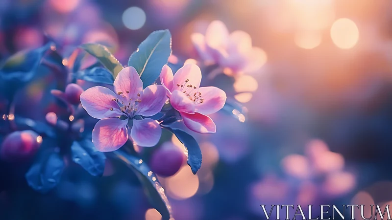 Soft Blossoms Glowing in Golden Light.