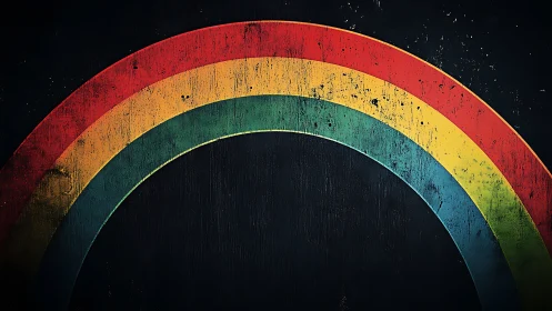 Textured chromatic arc on distressed dark field surface.