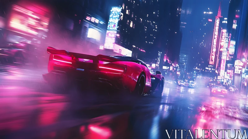 Neon-soaked supercar sprint through futuristic night city.