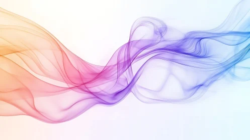 Multicolored translucent waveforms on white digital background.