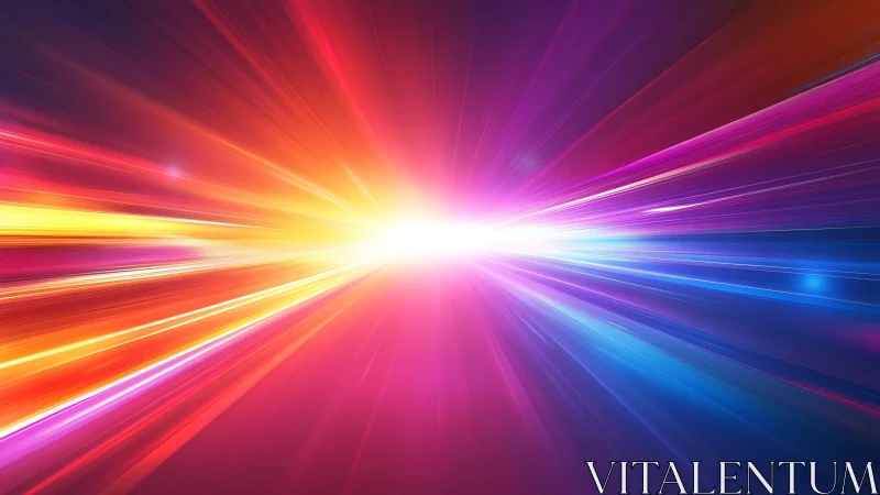 Vibrant Light Burst with Radiant Colorful Streaks, Digital Art.