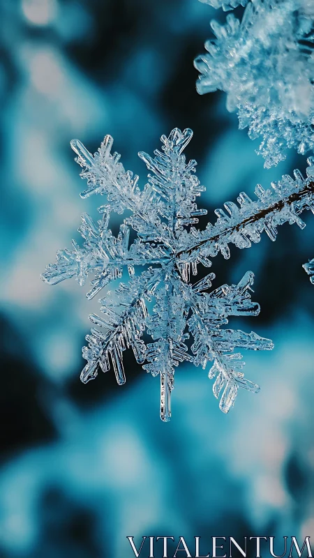 Macro photograph isolates a single snowflake in sharp focus