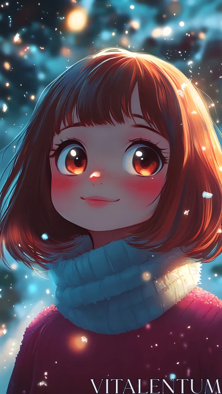 Young girl portrait rendered in soft winter evening lighting