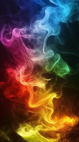 Chromatic smoke column in luminous digital painting style.
