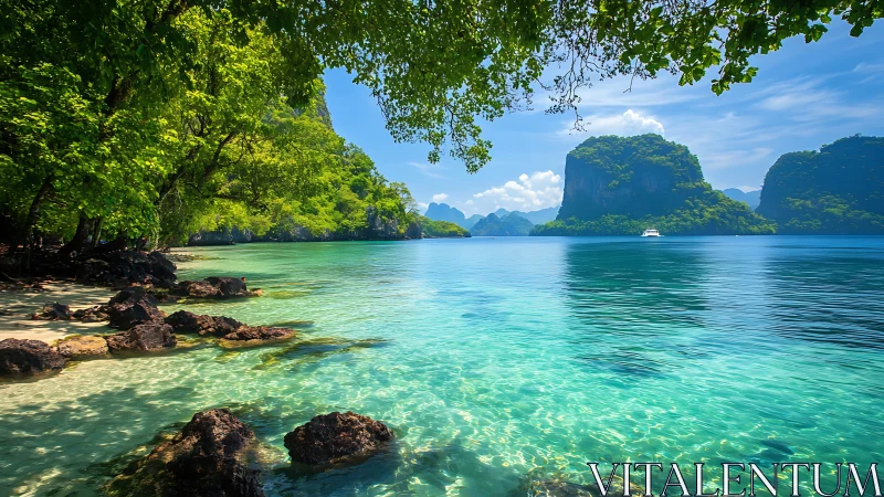 Limestone Karst Landscape with Tropical Coastal Waters.