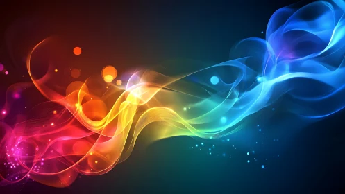 Radiant neon light waves flow across a deep cosmic void.