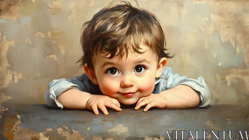 Young Toddler Leaning Forward with Captivating Gaze Expression