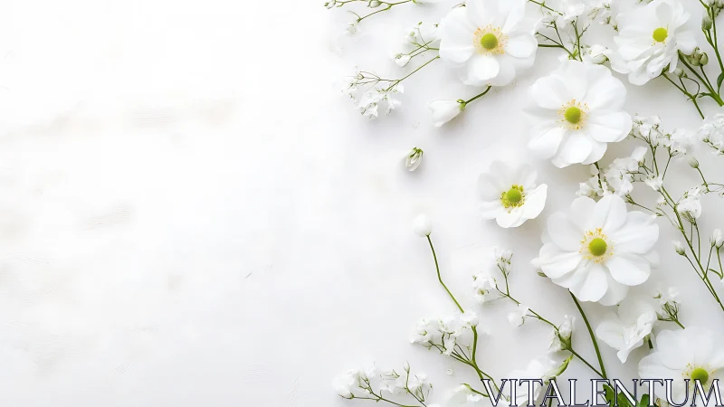 White Daisies and Baby's Breath on Clean Background.