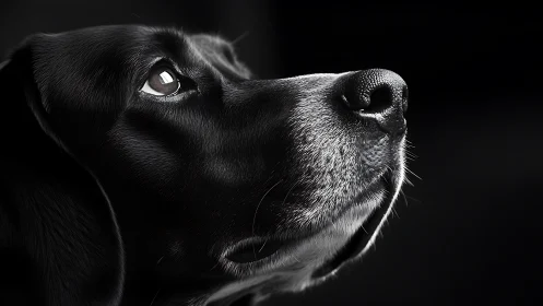 Gleaming dog muzzle studies light like a quiet astronomer