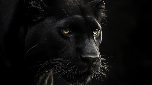 Black Panther's Golden Gaze in Darkness.